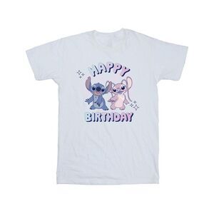 Lilo & Stitch Mens Cotton Happy Birthday T-Shirt / White